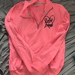 Love pink quarter zip